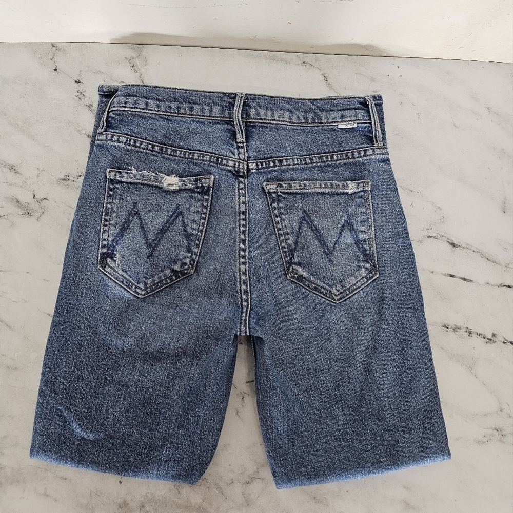MOTHER The Insider Ankle Bloom And Doom Distressed Flare Blue Jeans 26 Preowned - Picture 6 of 11